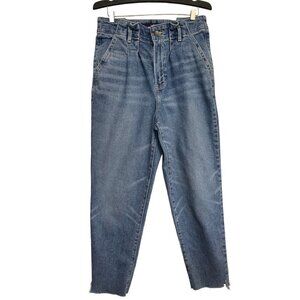 HOLLISTER Ultra‎ High-Rise Mom Jeans Vintage Stretch Size 5 Reg Raw Hem Ankle